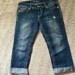 Amethyst Jeans Women's Distressed Cropped Denim